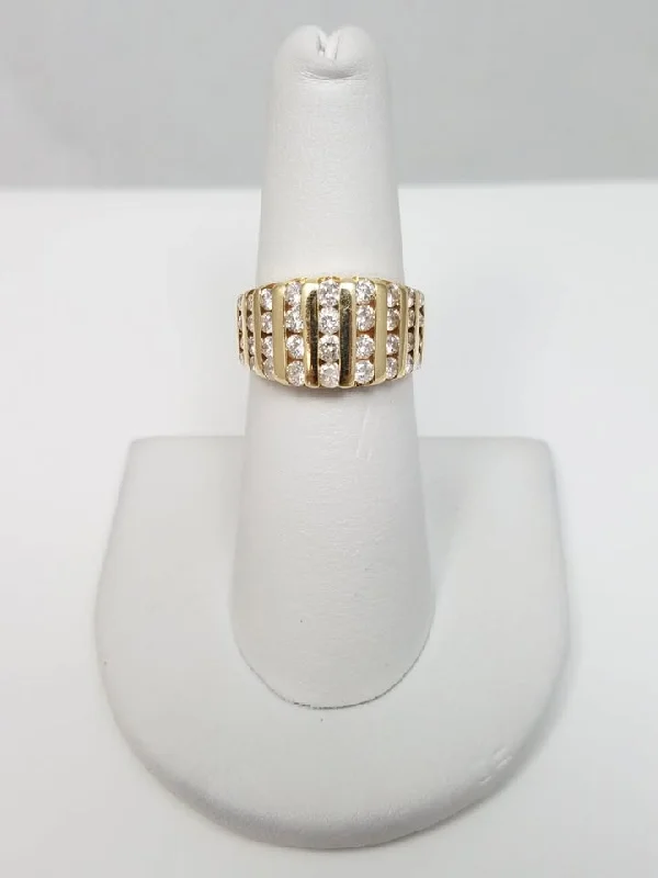 ladies-rose-gold-bezel-rings-Casual 14k Yellow Gold Natural Diamond Ring Band