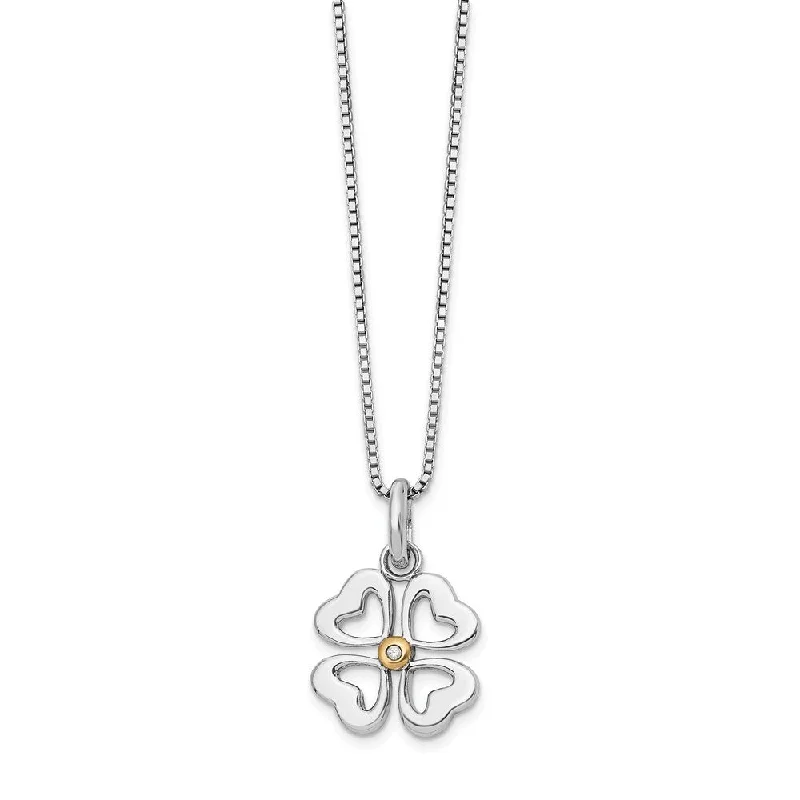 Ladies necklaces with plum garnet -4 Heart Diamond Clover Necklace in Rhodium & Gold tone Plated Silver