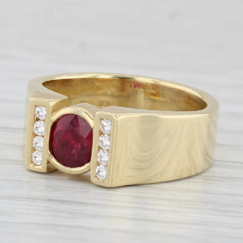 engagement-modern-platinum-rings-1.06ctw Round Ruby Diamond Ring 18k Yellow Gold Size 7.25 Engagement GIA