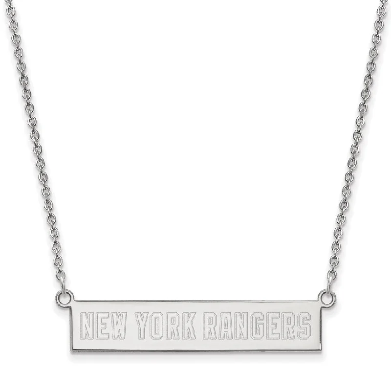 Ladies necklaces with tide pendants -Sterling Silver NHL New York Rangers Small Bar Necklace, 18 In