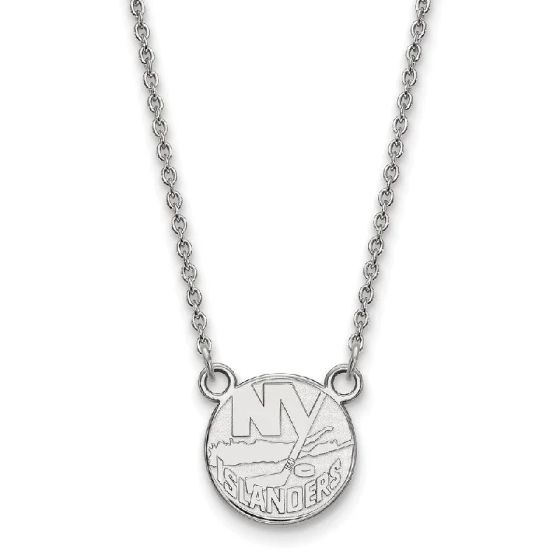 Ladies necklaces with loop charms -Sterling Silver NHL New York Islanders Small Necklace, 18 In