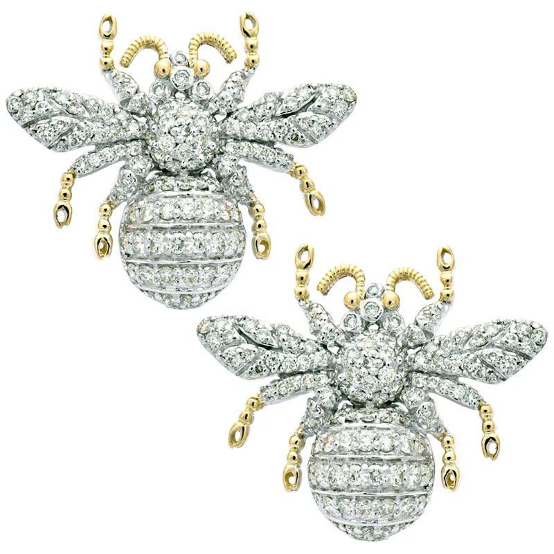 ladies-flower-gold-earrings-Earrings- Diamond in Sterling Silver and 18K Gold