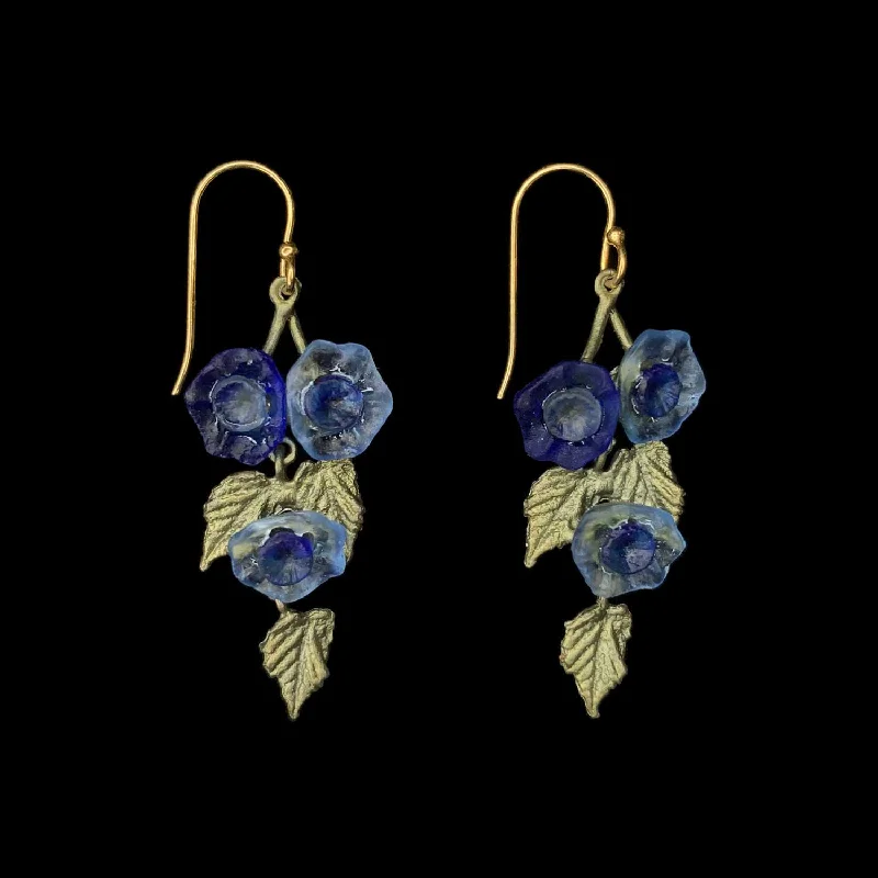 ladies-birthstone-bar-earrings-Morning Glory Earrings - Flower Wire