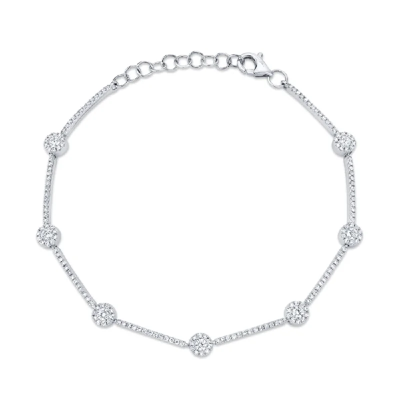 Ladies bracelets with twist symbols -14K White Gold Diamond Halo Bracelet