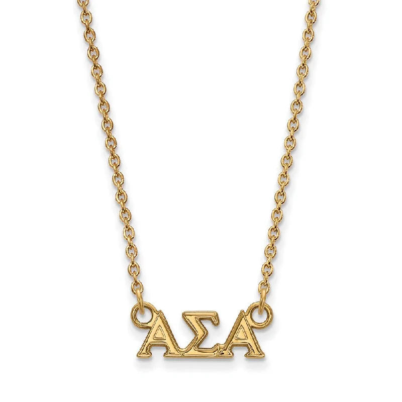 Ladies necklaces crisp designs -14K Plated Silver Alpha Sigma Alpha XS (Tiny) Greek Letters Necklace