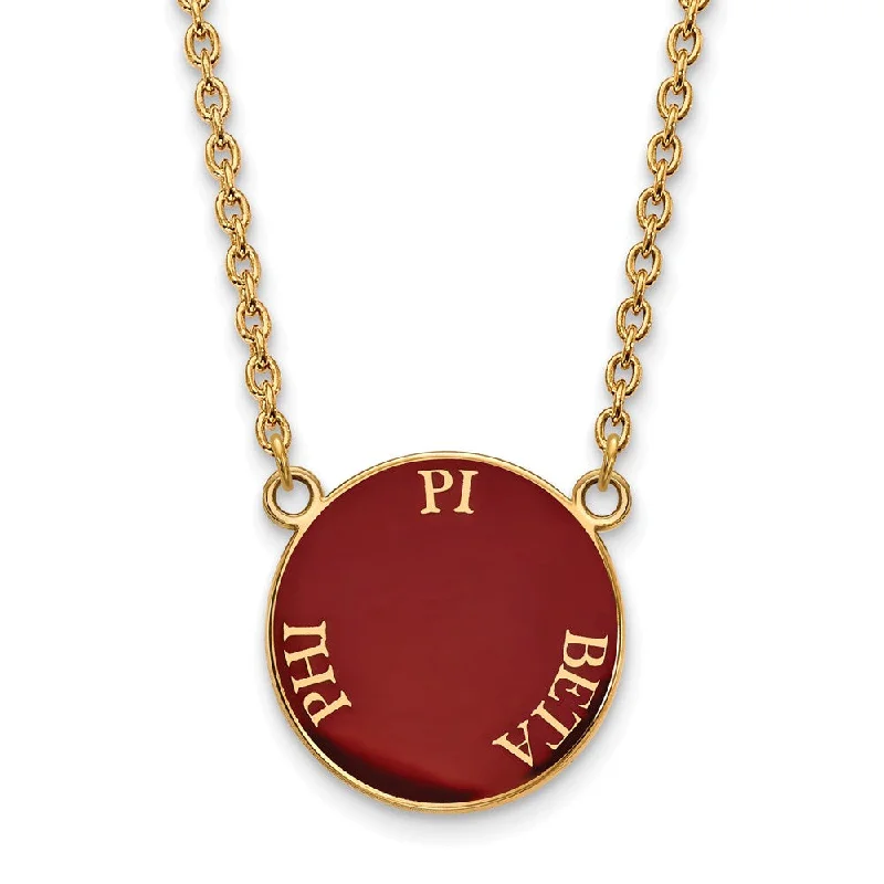 Ladies necklaces for adventure vibes -14K Plated Silver Pi Beta Phi Large Enamel Disc Necklace