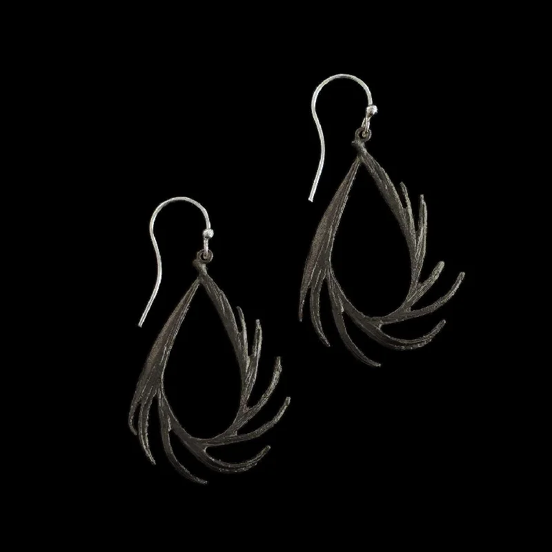 ladies-gold-star-earrings-Feather Earring - Small Teardrop Wire Gunmetal