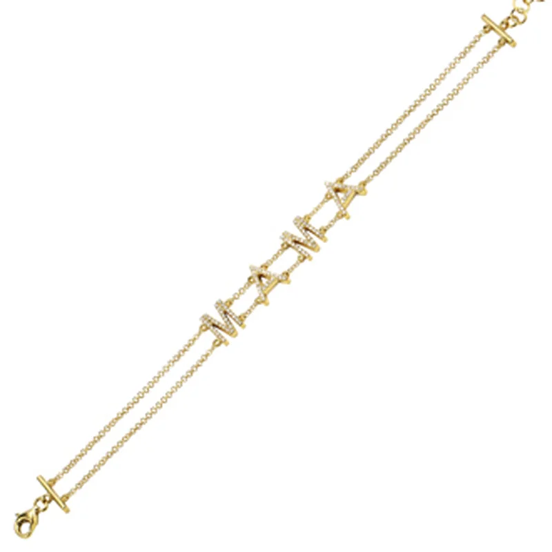 Ladies bracelets for silver years -14K Yellow Gold Diamond "MAMA" Bracelet