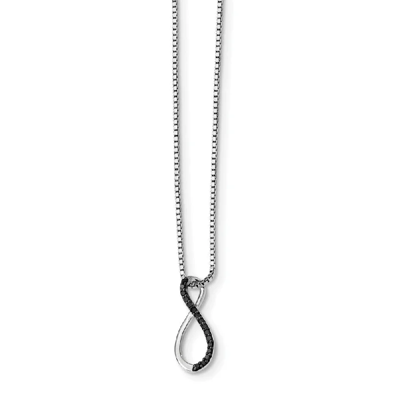 Ladies necklaces fun charm -Black Diamond Figure 8 Necklace in Rhodium Plated Sterling Silver