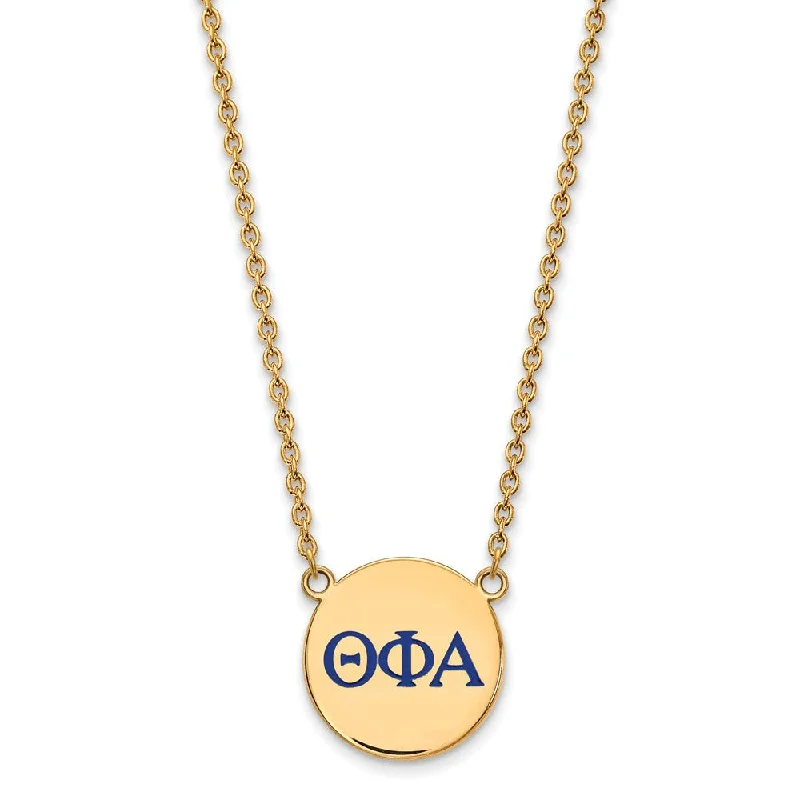 Ladies necklaces with cobalt sodalite -14K Plated Silver Theta Phi Alpha Large Blue Enamel Greek Necklace