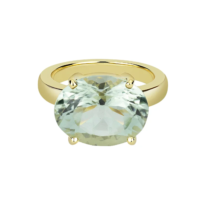 ladies-minimalist-diamond-rings-Ring - Green Quartz