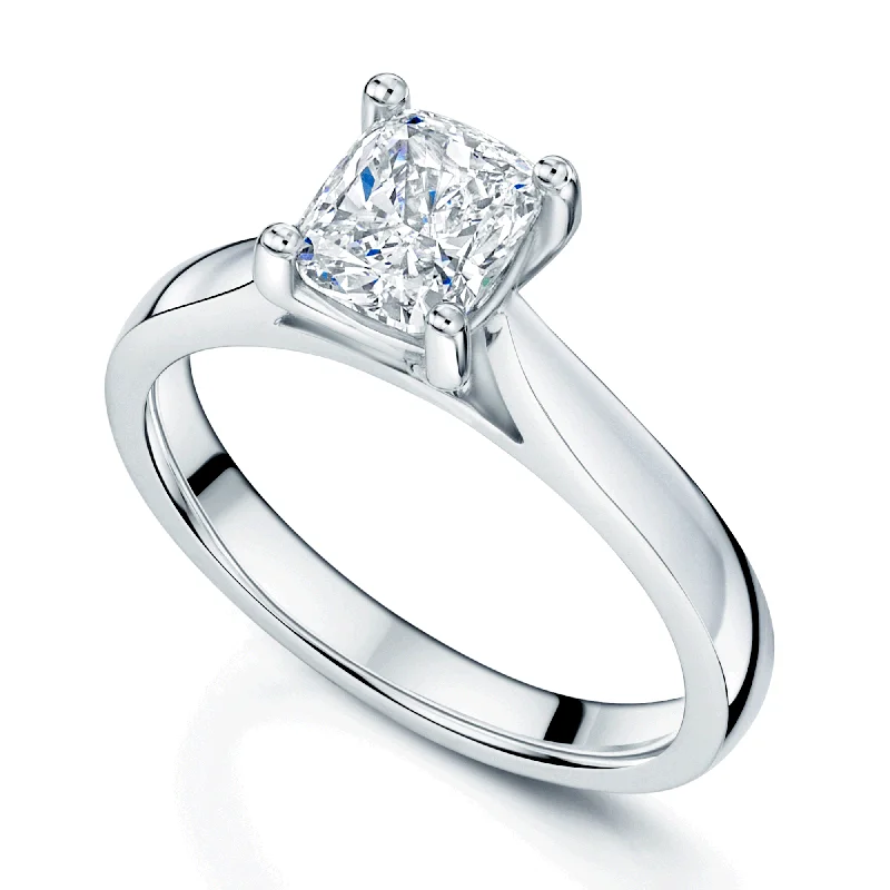 engagement-sapphire-channel-set-rings-Platinum GIA Certificated Cushion Cut Diamond Engagement Ring