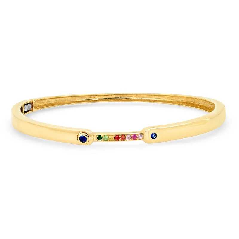 Ladies bracelets with scale charms -IDEALIST RAINBOW SAPPHIRE HINGE BRACELET, GOLD