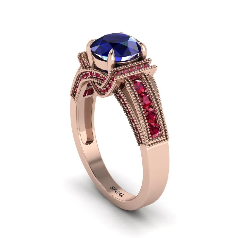 engagement-unique-silver-rings-Sapphire Eternal Embrace Milgrain Engagement Ring - Fernanda No. 59