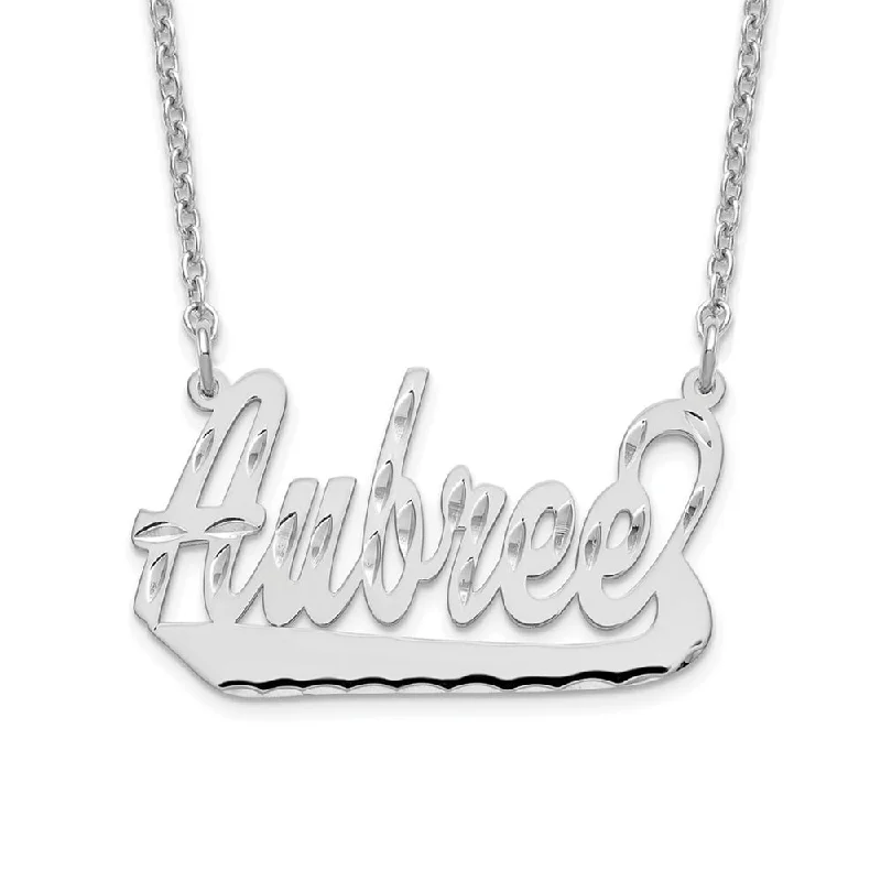 Ladies necklaces for brush artists -Personalized Polished, Diamond-Cut Large Underlined Name Necklace