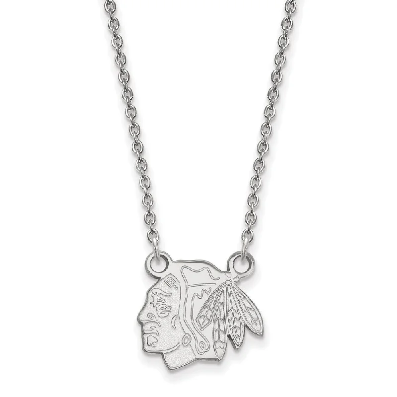 Ladies necklaces 22k gold elegance -Sterling Silver NHL Chicago Blackhawks Small Necklace, 18 In