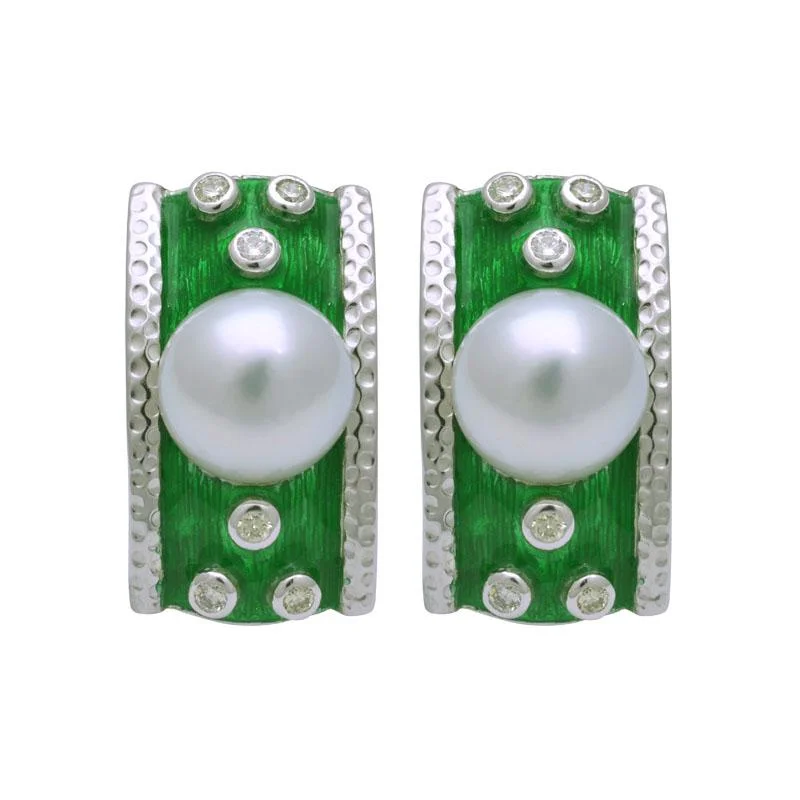 ladies-gift-dangle-earrings-Earrings-South Sea Pearl and Diamond (Enamel)  (191ES)