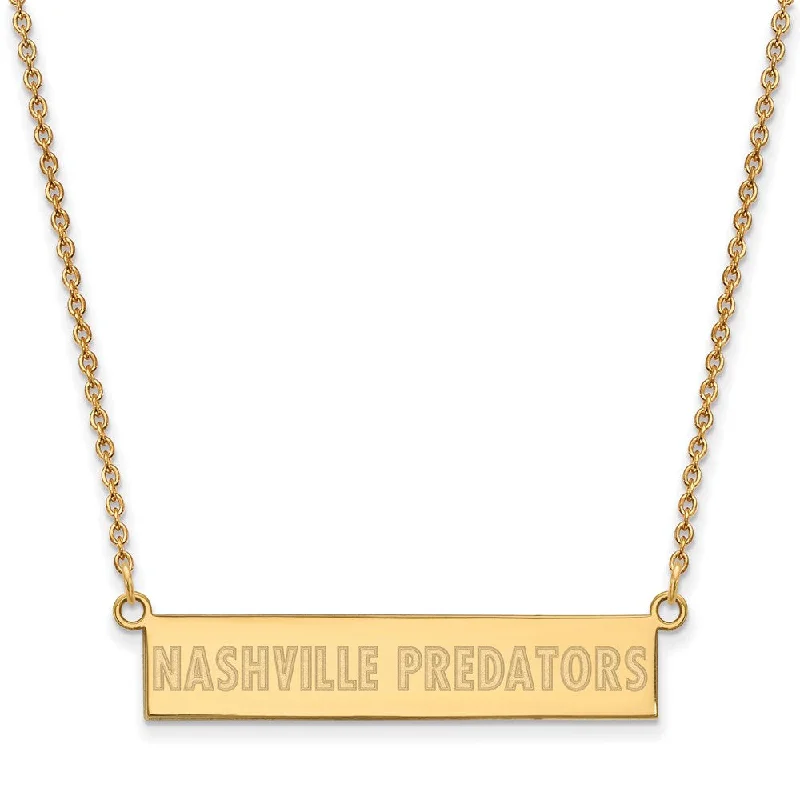 Ladies necklaces with galaxy pendants -SS 14k Yellow Gold Plated NHL Predators SM Bar Necklace, 18 In