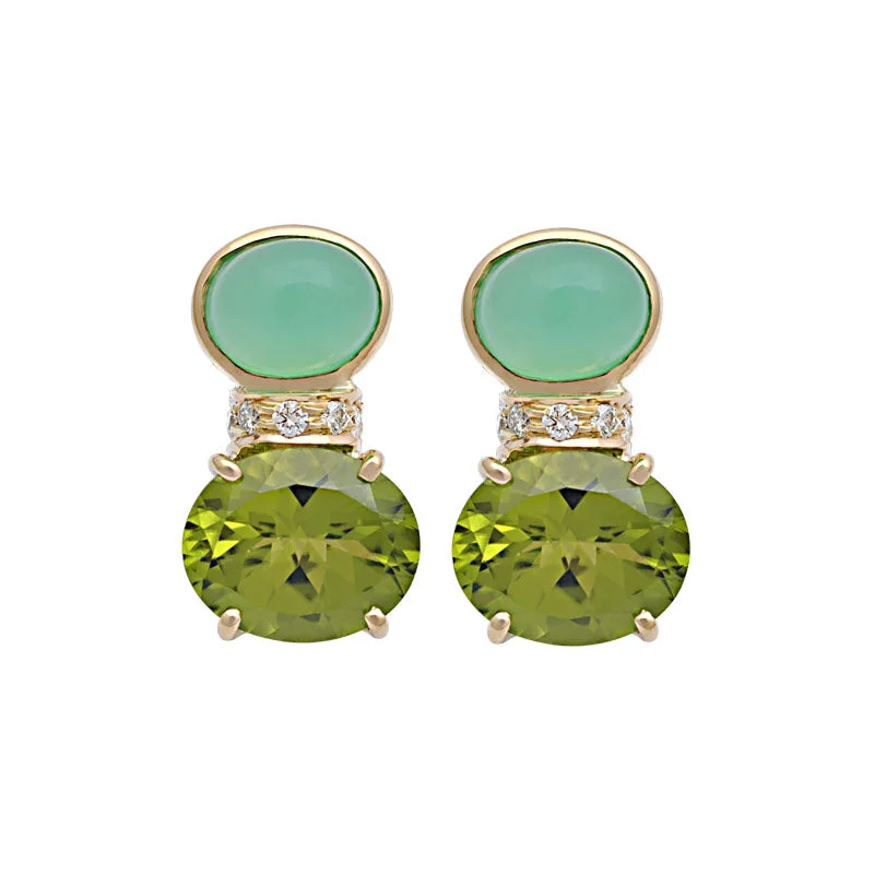 ladies-delicate-rose-gold-earrings-Earrings-Chrysoprase, Peridot and Diamond