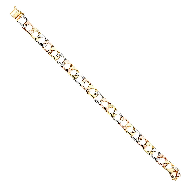 Ladies bracelets with rose coral -14K Fancy Cuban Link Bracelet