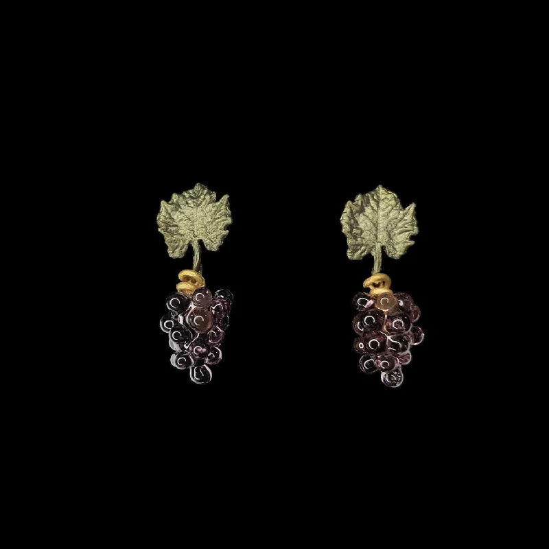 ladies-flower-diamond-earrings-Wild Grape Vine Earrings - Post