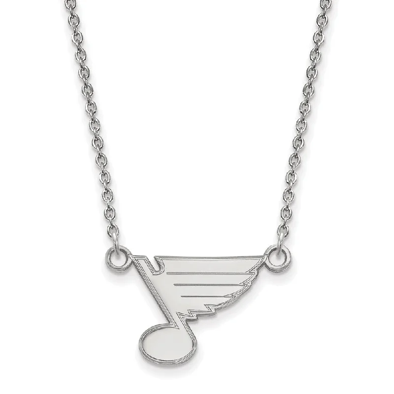 Ladies necklaces for ocean days -Sterling Silver NHL St. Louis Blues Small Necklace, 18 Inch