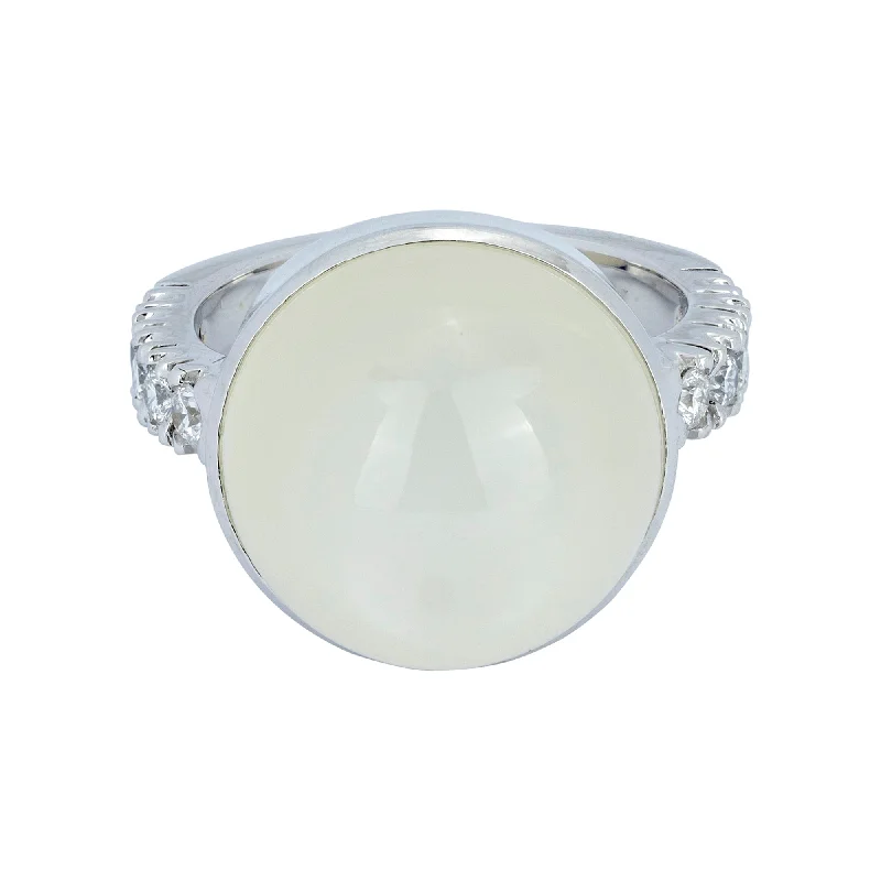 ladies-cushion-cut-gold-rings-Ring - Moonstone And Diamond