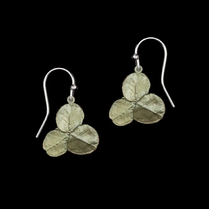 ladies-trendy-silver-earrings-Clover Earrings - Wire Drop