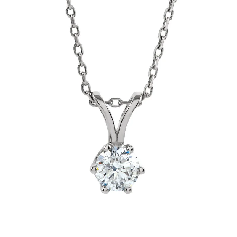 Ladies necklaces with mist fluorite -1/3 Ct Round Diamond Solitaire Necklace in 14k White Gold, 18 Inch