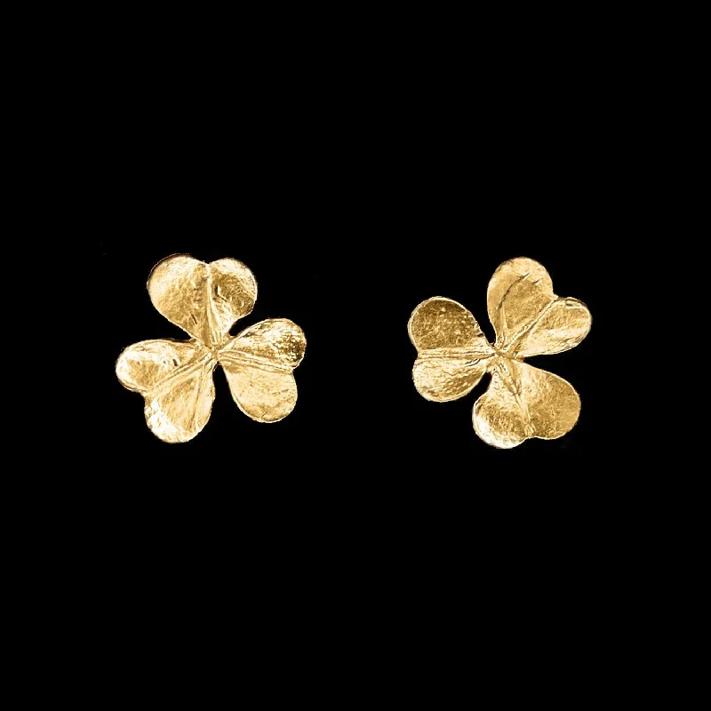 ladies-affordable-gold-earrings-Fine Clover Earrings - Small Post