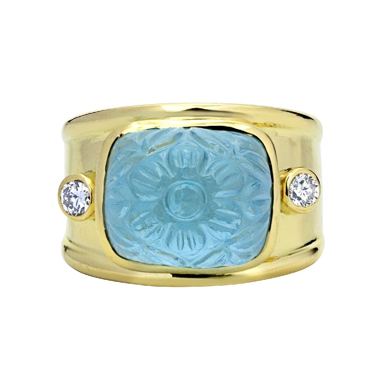 ladies-custom-white-gold-rings-Ring - Blue Topaz And Diamond (2323C)