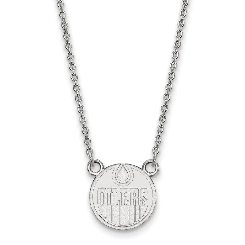 Ladies necklaces tarnish-free silver -Sterling Silver NHL Edmonton Oilers Small Necklace, 18 Inch