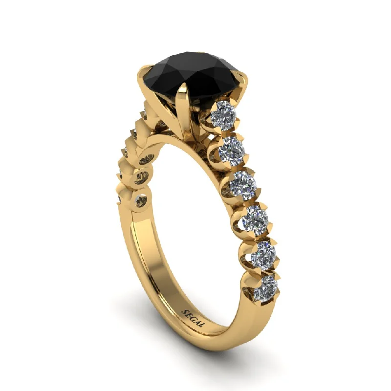 engagement-unique-rose-gold-rings-2ct Round Cut Black Diamond 14K Gold Engagement Ring - Christina No. 7