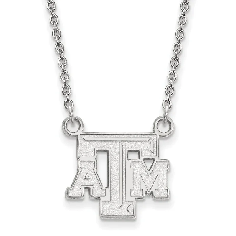 Ladies necklaces nostalgic vibes -14k White Gold Texas A&M U Small 'TAM' Pendant Necklace