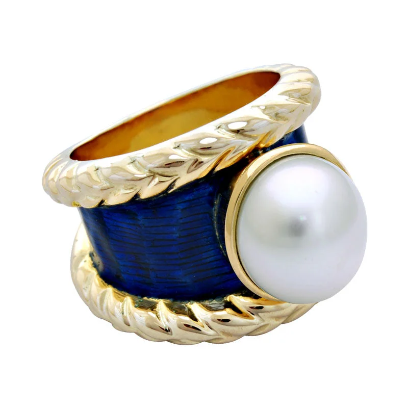 ladies-white-gold-cluster-rings-Ring-South Sea Pearl (Enamel)