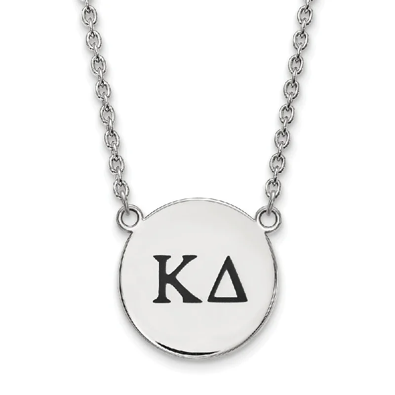 Ladies necklaces with lime emeralds -Sterling Silver Kappa Delta Large Enamel Greek Letters Necklace