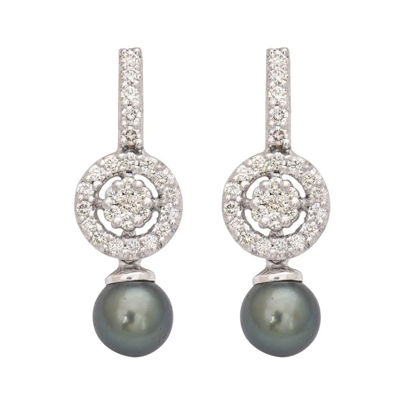 ladies-unique-silver-earrings-Earrings- South Sea Pearl and Diamond