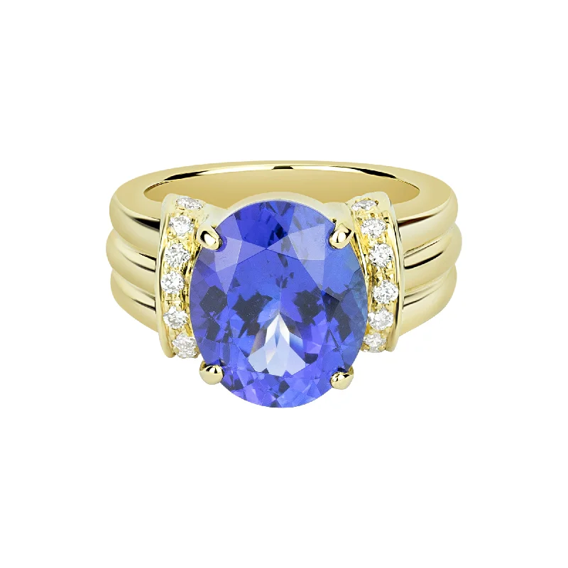 ladies-bridal-silver-rings-Ring - Tanzanite And Diamond