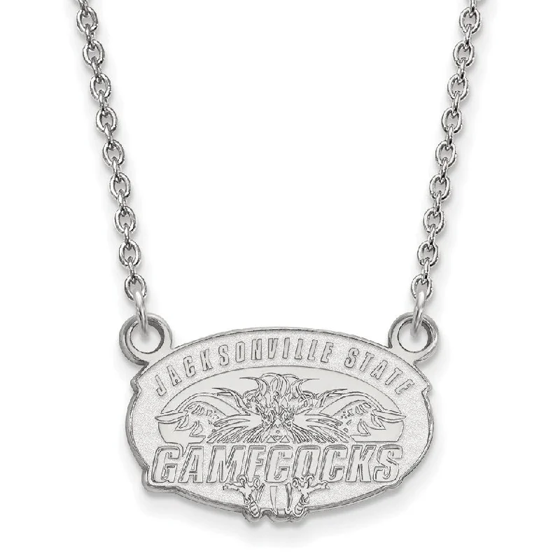 Ladies necklaces with blaze charms -10k White Gold Jacksonville State Small Pendant Necklace