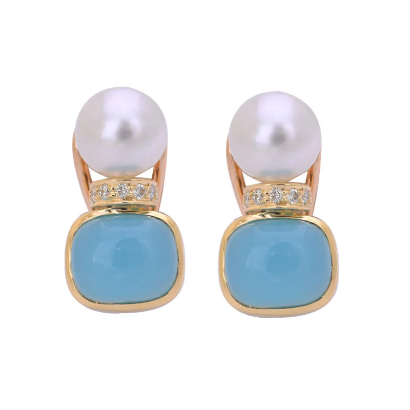 ladies-ethnic-leverback-earrings-EARRINGS- CHALCEDONY, SOUTH SEA PEARL AND DIAMOND