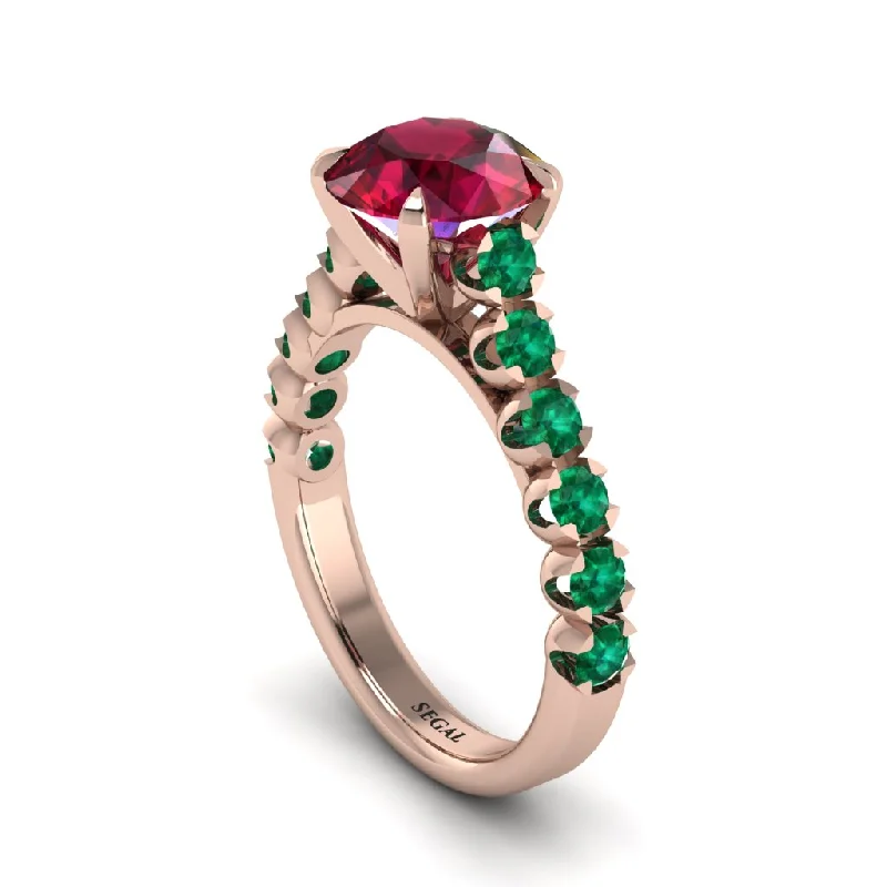 engagement-cushion-cut-gold-rings-2ct Round Cut Ruby 14K Gold Engagement Ring - Christina No. 26