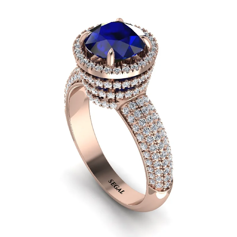 engagement-affordable-sapphire-rings-Sapphire Cluster Halo Engagement Ring - Katie No. 14