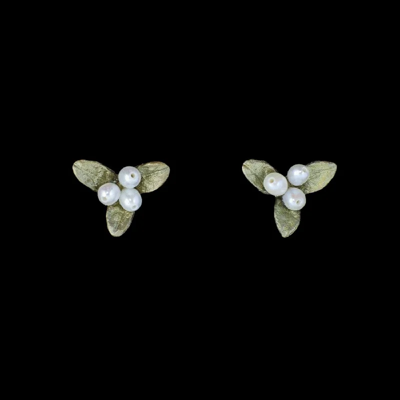 ladies-vintage-pearl-earrings-Petite Leaf Earrings - Post