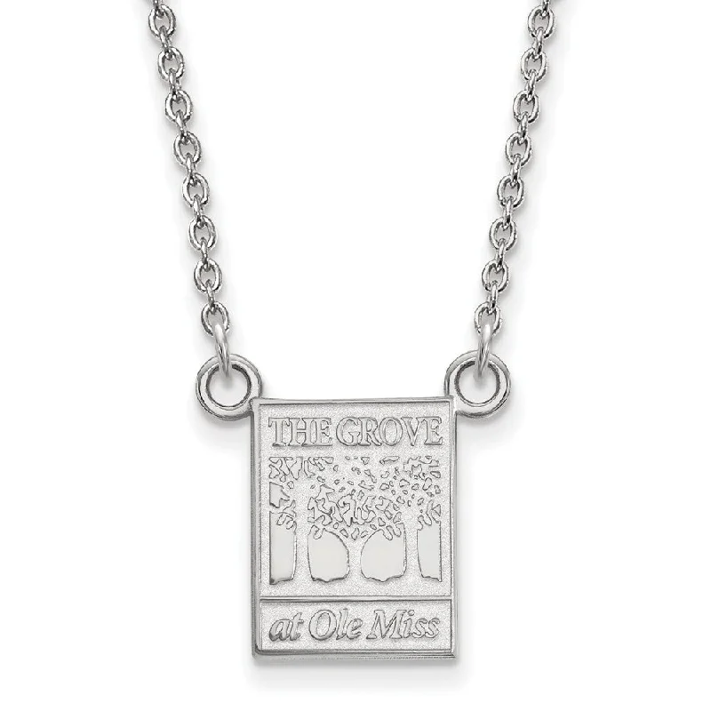 Ladies necklaces for serene vibes -14k White Gold U of Mississippi Small Pendant Necklace