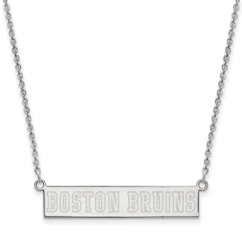 Ladies necklaces for quiet nights -Sterling Silver NHL Boston Bruins SM Bar Necklace, 18 In