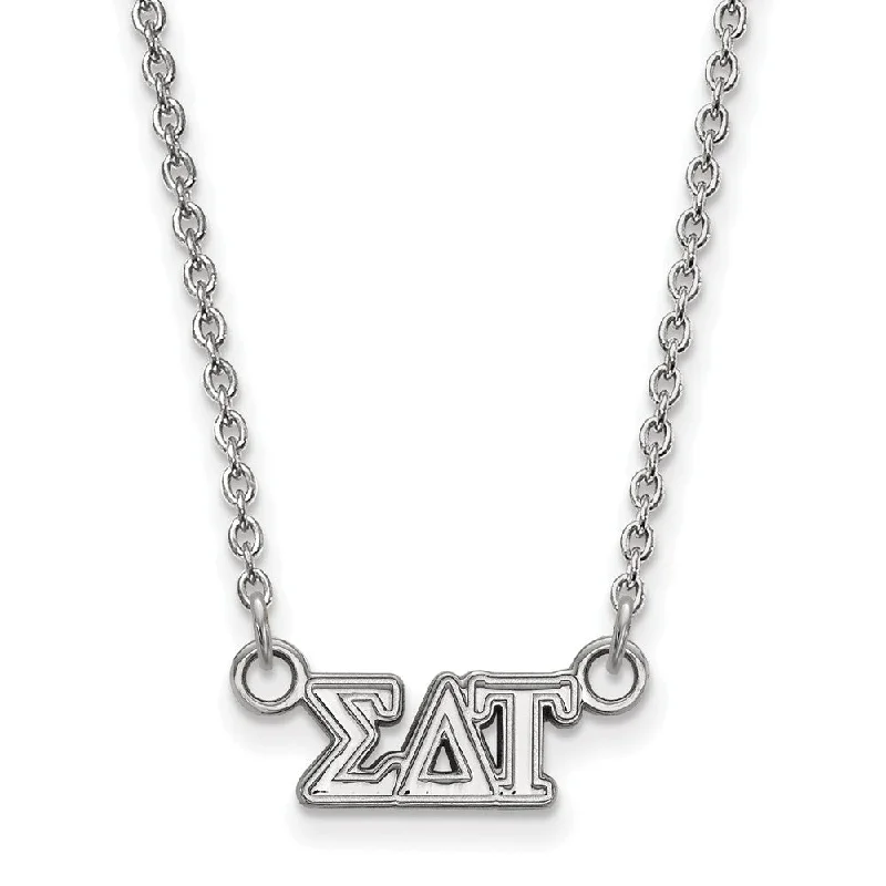 Ladies necklaces quirky flair -Sterling Silver Sigma Delta Tau XS (Tiny) Greek Letters Necklace