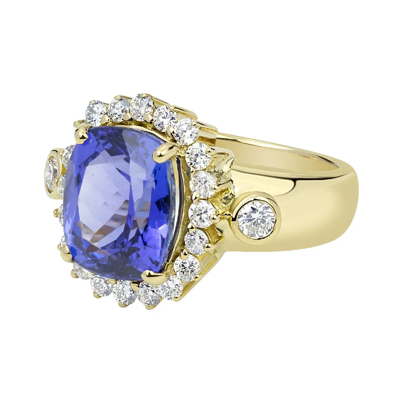 ladies-ruby-bypass-rings-Ring - Tanzanite And Diamond (2330B)