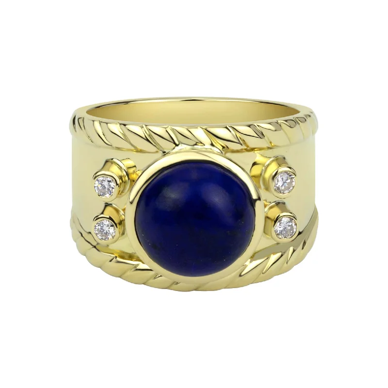 ladies-modern-platinum-rings-Ring - Lapis Lazuli And Diamond (2333B)