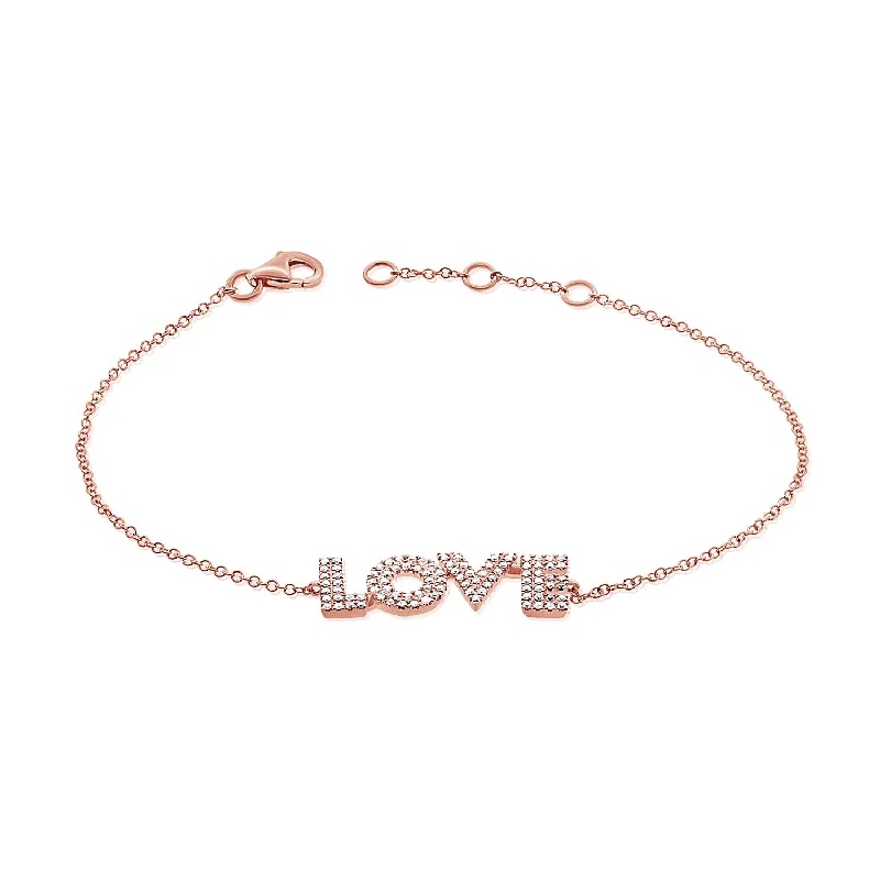 Ladies bracelets unique charm -14K Rose Gold Diamond Love Bracelet