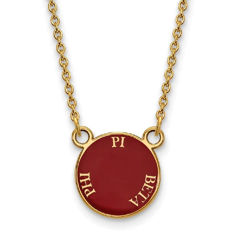 Ladies necklaces for gallery nights -14K Plated Silver Pi Beta Phi Small Enamel Disc Necklace